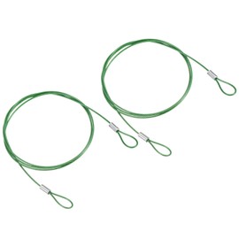 PATIKIL 3.3Ft Safety Cable Lock, 2 Pack Stainless Steel 1.5mm Dia Security Wire Rope with Double Loop for Stage Lighting Luggage Lock Green