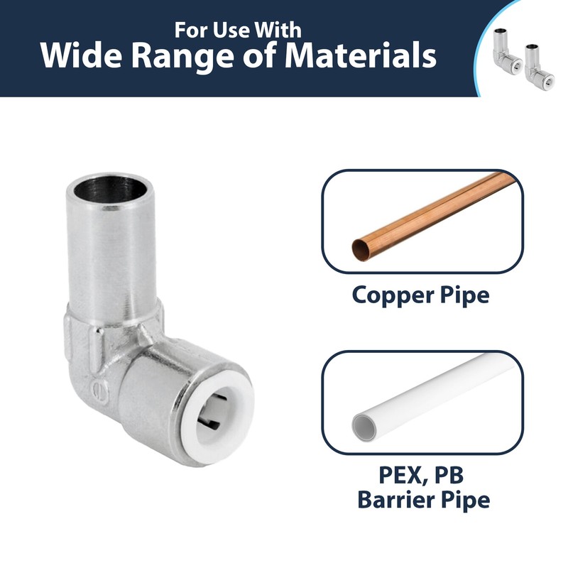 Pipestation Radiator Valve Pipe Reducer 15mm to 10mm Reducing 90°