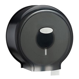 Jumbo Toilet Paper Roll Dispenser, Large Capacity Punch Dense Plastic Compact Single Roll Jumbo Paper Dispenser for Bathrooms Wall Mount for Toilets (Transparent Black)