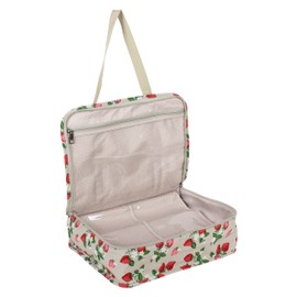 Hobby Gift Exclusive Project Case – Sewing & Yarn Storage, Craft & Knitting Bag for Classes & Travel, 3 Plastic Pocket Inserts for Accessories & Organising – 100% Cotton 34 x 28 x 12cm - Strawberries