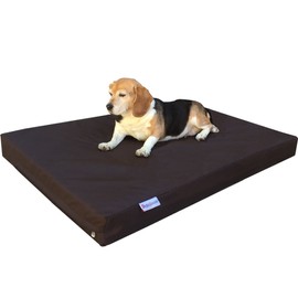 Dogbed4less Orthopedic Dog Bed with Memory Foam for Medium Large Pet, Waterproof Liner with Strong Ballistic Nylon Brown External Cover, 41X27X4 Inch Fit 42X28 Crate
