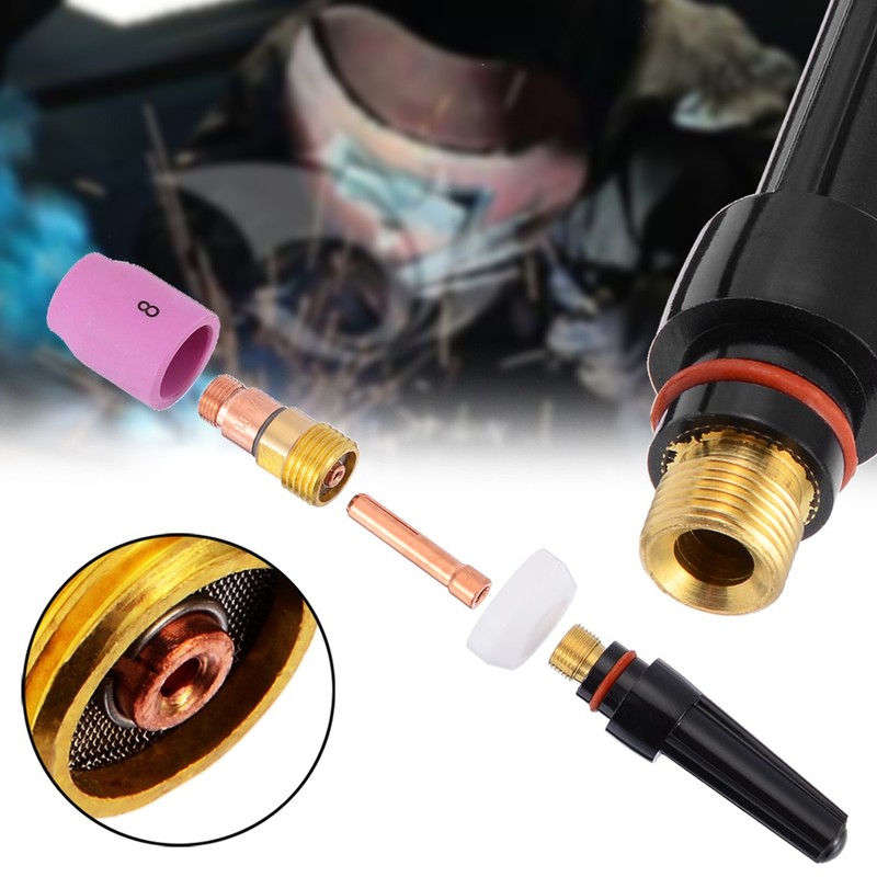 18pcs/set Ceramic Nozzle Collet Gas Lens Kit TIG Welding Gun