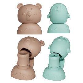Squeezy drinking attachment for squeeze bags, leak-proof 2 pieces mouthpiece with sealing cap (2 pieces mix bear/penguin)