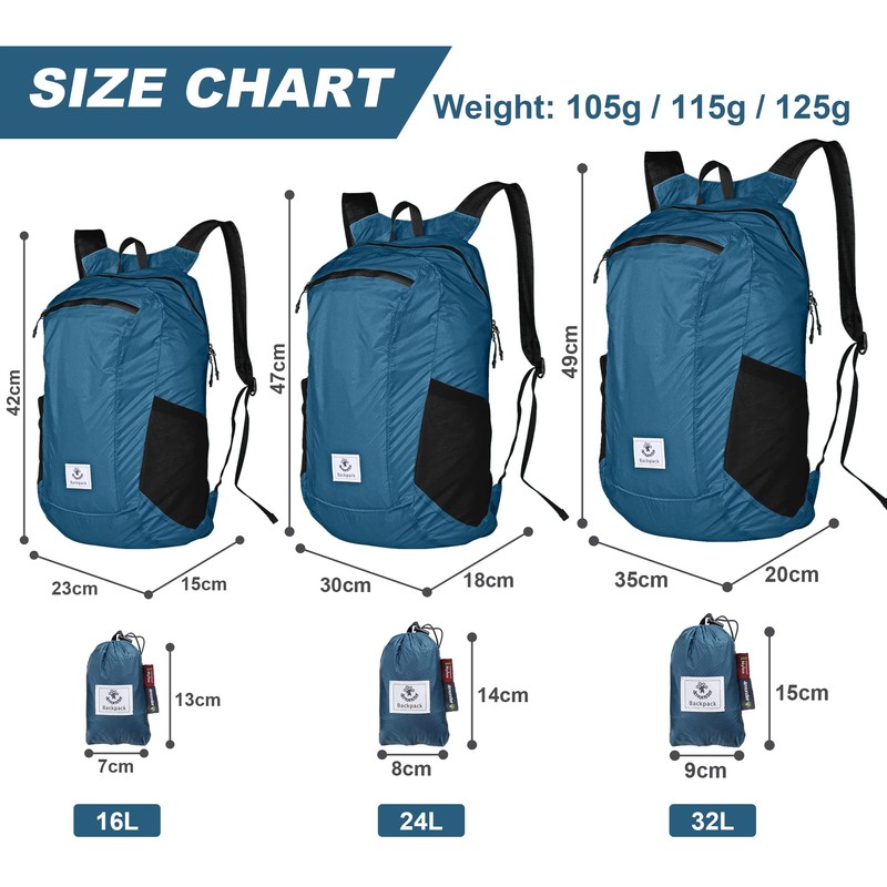 4Monster Outdoor Backpack, Folding Backpack, blue