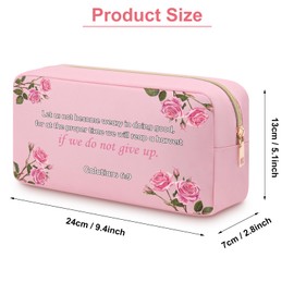 Heigebi Inspirational Bible Verse Cosmetic Bag for Coworker Friends Religious Gifts Baptism Scripture Oxford Cloth Makeup Bag Christian Gift for Women Faith