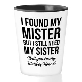 Proposal Shot Glass 1.5 oz, Will You Be My Maid of Honor, Wedding Day Invitation Bridesmaid Bridal Shower Gift for Sister in Law Best Friend
