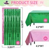 BAHABY Pink and Green Tinsel Foil Fringe Curtains and Tablecloth