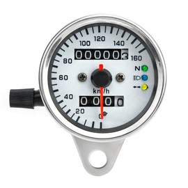 RIOMY Bike Speedometer Plated Silver 12V Universal Mechanical 160km/h Odometer and Trip Meter with LED Light Universal Meter Custom Parts