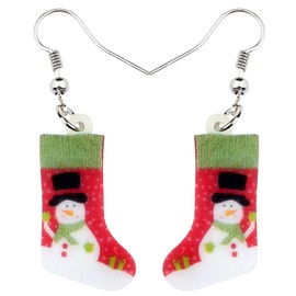 HUAGEO Acrylic Cute Christmas Snowman Gingerbread Candy Canes Socks Earrings Dangle Fun Jewellery For Women Charms Festival Gifts Accessories (Multi)