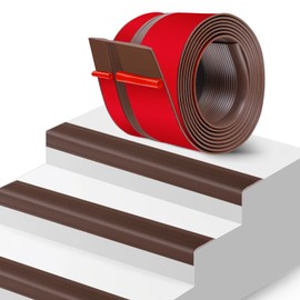 Stair Edge Trim Vinyl Stair Nosing 4.3" Self Adhesive Nose Molding Non-Slip Rubber Edge Protector Steps Trim Rubber Strips for Staircase Step Uses (20Ft, Brown)