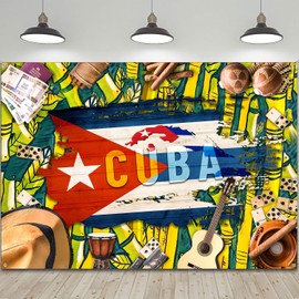 HANYING 10x7ft Cuba Party Backdrop Havana Nights Decoration Cuba Flag Frenzy Beach Outdoor Theme Photography Background Holiday Travel Carnival Party Decor Banner Portrait Photo Shoot Prop HY027DX