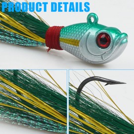 Bucktail Jig Fishing Lures Saltwater Lure, 5pcs Jig Head Fishing Lure with Buck Tail for Bass Striper Bluefish, 1/4oz 1/2oz 1oz 1.5oz (Mixed 5 Color, 1/4 oz)