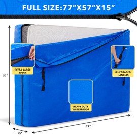 AlexHome Mattress Bag for Moving and Storage,Heavy Duty Tarp Reusable Mattress Storage Bag,Easy Carrier Mattress Moving Cover (Full Size)