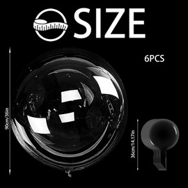 90 cm Jumbo Bobo Clear Balloons, Pack of 6 BoBo Balloons, Crystal Bubble Clear Balloons, Reusable Bubble Balloons for Birthday Party, Wedding, Anniversary, Birthday Party Decorations (36 Inches)