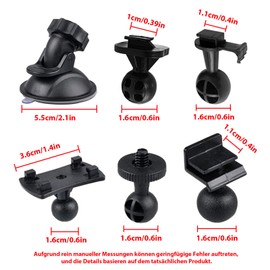 GIONAR 7-Piece Versatile Car Suction Cup Mount Set for Dash Cams, 360 Degree Angle, with 6 Types Adapter, Secure Hold on Windscreen and Dashboard, Compatible with GPS, Action Cameras
