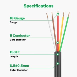 Firmerst 18/5 Solid Sprinkler Wire for up to 4 Valves System 150 Feet