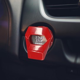 DUSCOKE Car Engine Start/Stop Button Cover - Zinc Alloy Push to Start Button Key Ignition Protective Cover Car Power Control Trim - Universal One Button Start Cover for Cars, SUVs (Red)