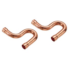 MECCANIXITY Copper P-Trap Pressure Pipe Fitting Welding Tubing Sweat Ends Plumbing Supply 12.7mm(1/2") OD for HVAC Air Conditioning Refrigeration, Pack of 2