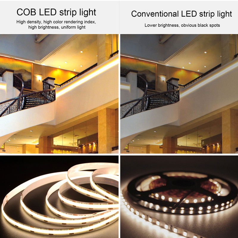COB LED Strip Light High Brightness Adhesive Flexible Double Row