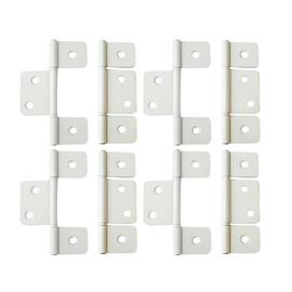 QCAA Flag Three Leaf 3-1/2" Bifold Shutter Hinge for Non-Mortise Cabinet Hardware, White, Made in Taiwan, 8 Pack