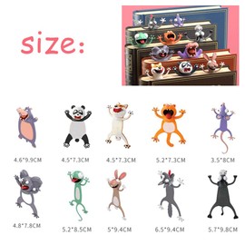 3D cartoon animal bookmarks, bookmark animal, bookmark children, bookmark magnetic, 3D stereo cartoon beautiful animal bookmark gift for children and adults