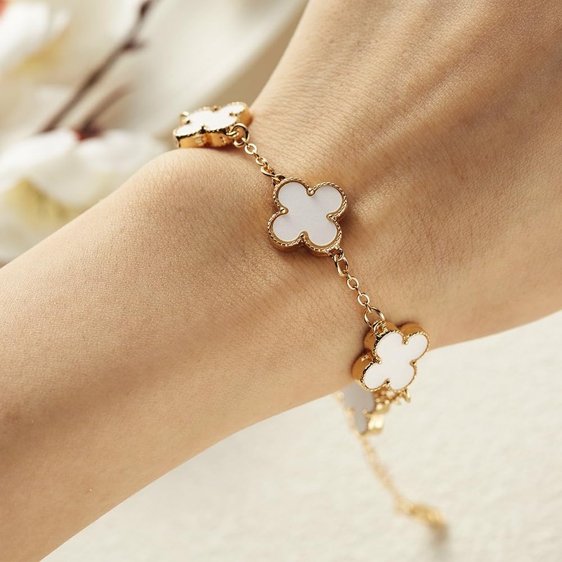 Lucky Four Leaf Clover Bracelet for Women Charm Bracelet Stackable
