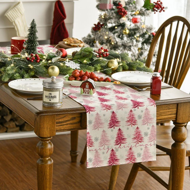 Christmas Trees Table Runner Home Party Decor 13x120 Inch