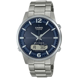 Casio LCW-M170 Series Liniage Radio Solar Wristwatch, blue, Titanium