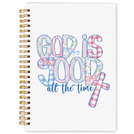 WARDOS Coquette Preppy Christian Spiral Notebook Journal 5.5x8.3, God Is Good Bible Journal for Women, Prayer Journals for Woman, Christian Faith Based Gifts for Women Notebook