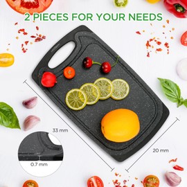 Romon Schneidebrett Kunststoff, 2 Stücke Schneidebretter Rutschfeste Griffe Cutting board, 33×19.8CM Chopping Board Spülmaschinenfest Professionelles Küchenbrett Schneidebrett Set für Küche Camping