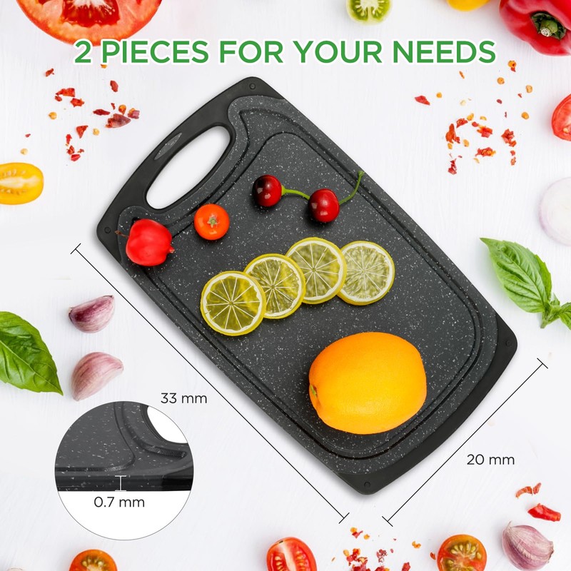 Romon Schneidebrett Kunststoff, 2 Stücke Schneidebretter Rutschfeste Griffe Cutting board,
