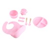 8 Pcs Silicone Baby Feeding Set Bib Suction Plate Bowl