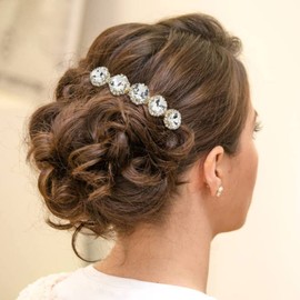 Paquete de 4 peines de metal brillante con cristales de diamantes de imitación, con dientes largos, pinzas para el pelo, pasadores para el pelo, moño francés y grueso, accesorios para mujeres