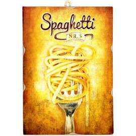 KUSTOM ART Set of 4 Vintage Style Macaroni Picture Print on Wood 25x18cm Furniture for Restaurants Pizzeria Bars