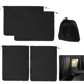 MAEZOE Set of 3 Car Window Shades, 1 Rear Seat Divider Curtain & 2 Rear Side Window Curtains, 99% Light Blocking Car Curtains, Wide Sedan SUV Sunshade Window Covers for Kids Baby Travel Camping Nap