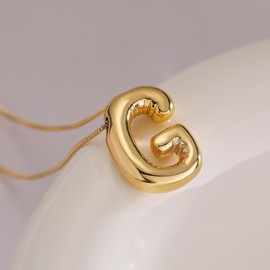MTINEAPS Bubble Letter Necklace Gold Initial Necklaces for Women Trendy Chunky Charm Pendant Necklaces Gold Jewelry Birthday Gifts for Women Teen Her Mom Grandma Wife Sister G