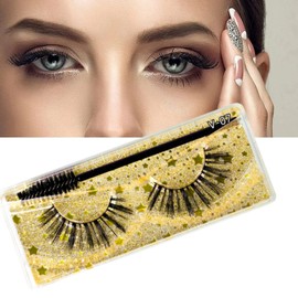 J.Fabrizio Eyelashes Makeup Natural 3D Dense Sexy False Lashes Soft Can Be Used Repeatedly False Eyelashes With Eyelash Brush Without Lash adhesive V-07 14mm
