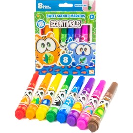 Scentimals Broadline Markers 8ct Set - Vibrant Colors, Fruity Scents, Washable for Drawing, Coloring, Art Projects & Crafts