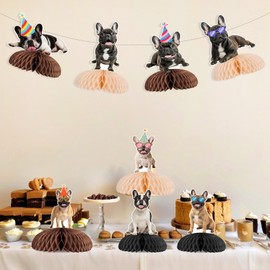 kreat4joy Boston Terrier Birthday Party Decoration, 8pcs Boston Terrier Table Honeycomb Centerpiece Dog Theme Double-Sided Printing for Pet Lover Owner Puppy Animal Birthday Baby Shower Decoration