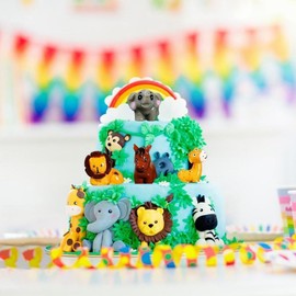 Eleqldwen 50Pcs Mini Animals Figurines, Resin Tiny Animal Miniatures, Wild Giraffe Miniature Collection