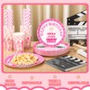 Yungyan 180 Pcs Supplies Pink Theme Party Decorations Bulk Disposable