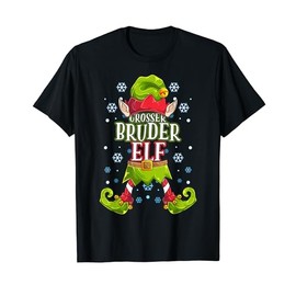 Big Brother Elf Christmas Outfit Christmas Family T-Shirt, black
