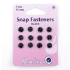 Hemline Snap Fasteners - Black, Size 7mm, 12 sets