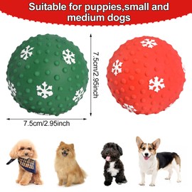 2 Pieces Christmas Squeaky Dog Balls,Pet Interactive Toys Latex Dog Toys Ball,Xmas Dog Chew Toys,Teeth Training Dog Ball Toys,High Bounce Throw Bite Sounding Toys for Puppies,Small and Medium Dogs