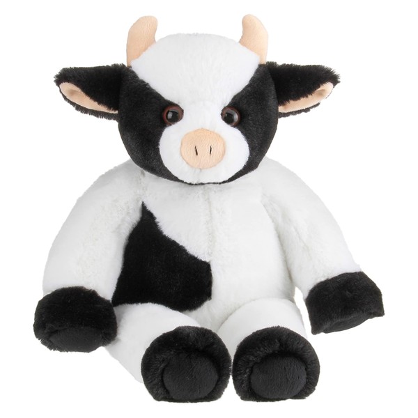 Bearington Cowlin The Cow Plush Toy: 15” Tall Friendly Stuffed Farm Animal, Black and White with Velour Fur and Soft Horns; Surface Washable; Great Gift for Boys, Girls, and Animal Lovers of All Ages