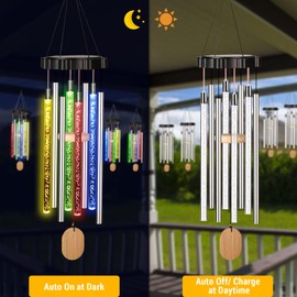iShabao Metal Solar Wind Chime Garden, 4 LED Solar Wind Chime for Outdoors, Waterproof, Mother's Day Gifts, Gifts for Women, Decorations for Tree, Balcony, Wedding (Colourful)
