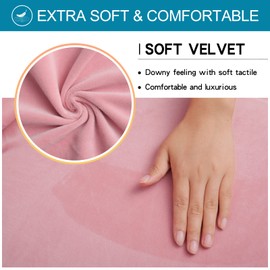 smiry Velvet Stretch Dining Room Chair Covers Soft Removable Dining Chair Slipcovers Set of 2, Pink