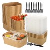 30 Bowls Kraft Contenedores Biodegradables 25 Oz Con Tapa
