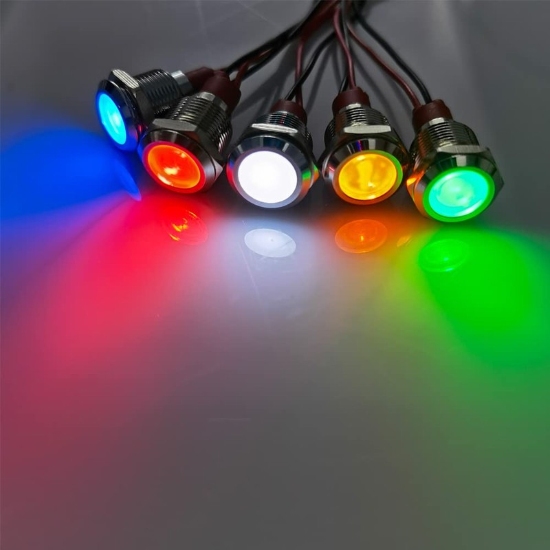 Kiligen 5pcs 12mm 110V-220VAC LED Waterproof Indicator Light Pilot Light