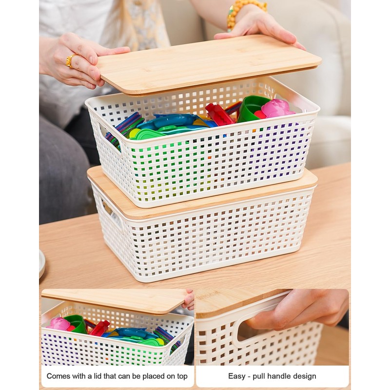Anywish Storage Bins with Lids 6 Packs, Plastic Storage Bins
